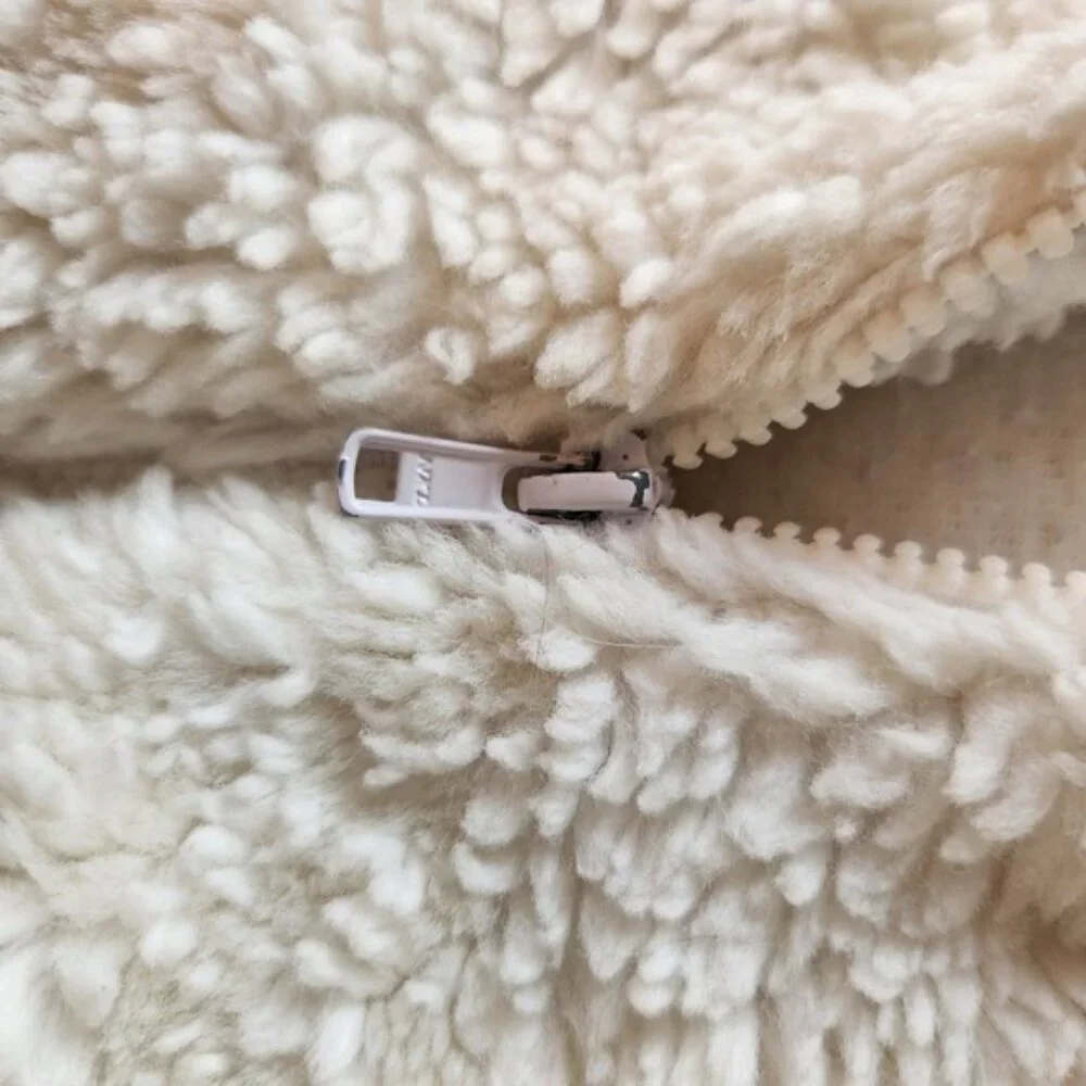 Coastline Fashion For Canada Cream Sherpa Fleece Full Zip Jacket Mock Neck Cream